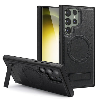 Premium Magnetic Leather Case for Samsung Galaxy S24 Series - Invisible Kickstand & Slim Protection