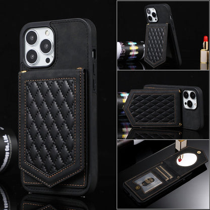 Stylish TPU Wallet Case for iPhone 15/14/13/12 - With Mirror & Stand, Available in Multiple Colors