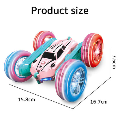 Stunt Remote Control Car - Dual-Sided Flipping RC Vehicle with Colorful LED Lights for Kids