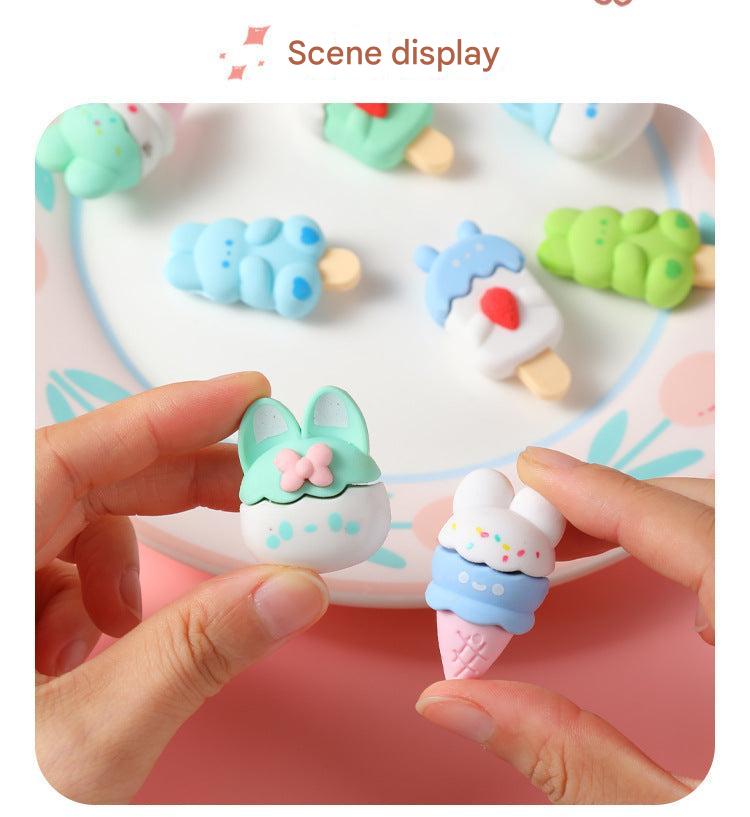 Festive bunny purple cupcake eraser for kids