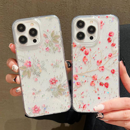 Silicone Butterfly Floral iPhone Case - Shockproof Compatible with iPhone 15, 14, 13 & Samsung S24 Series