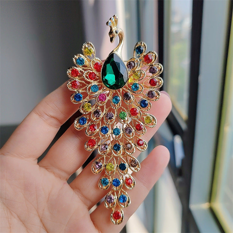 peacock brooch with rhinestones image