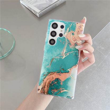 Stylish & Protective Marble Pattern Phone Case for Samsung S24 Ultra, S23, A54, S22 - Dual-Layer TPU+PC Design