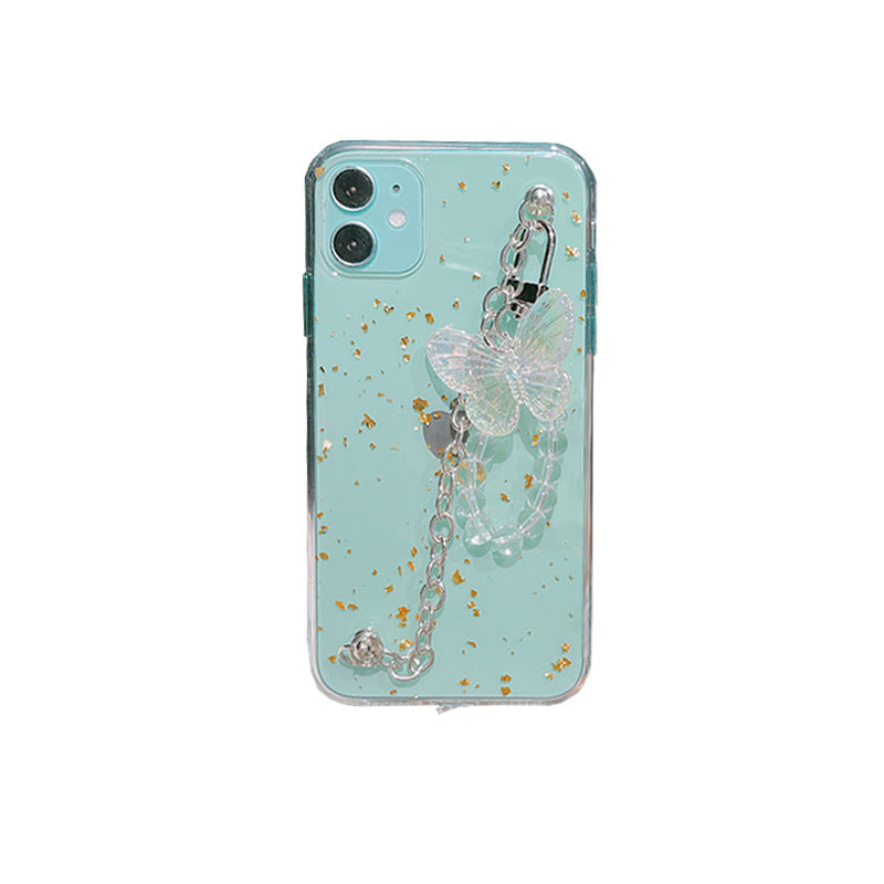 Elegant Gold Foil Butterfly Chain TPU Case for iPhone - Stylish and Versatile Protection