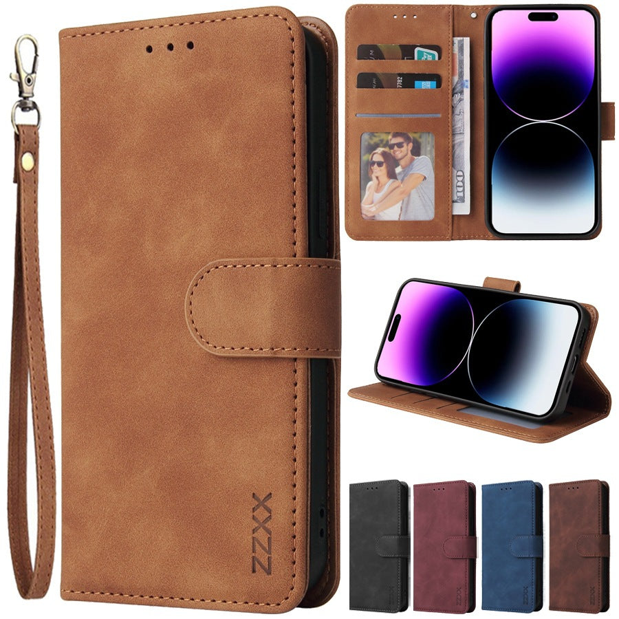 Premium Flip Wallet Case for iPhone 15/14/13/12/11 - Magnetic Closure & Stand Feature