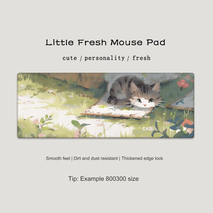 Cute Cat-Themed Non-Slip Gaming Mouse Pad - Large Desk Mat for Office and Home Use