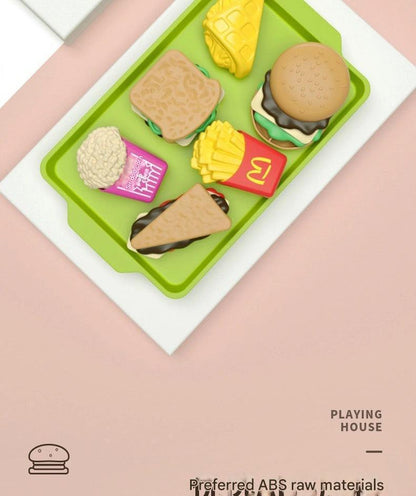 colorful burger and fries toy components