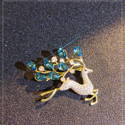 Electroplated alloy deer brooch