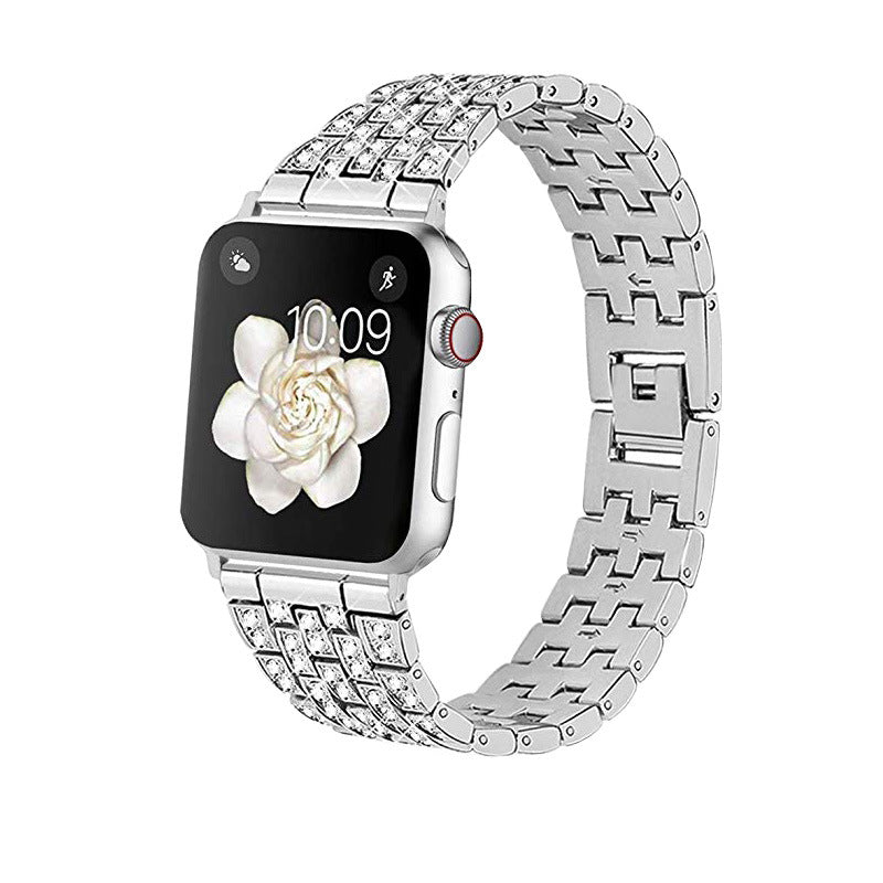 Luxury Diamond-Studded Metal Apple Watch Band - Compatible with All Models