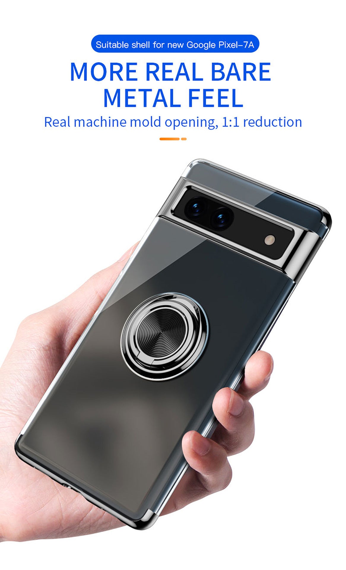 Durable TPU + Metal Protective Case for Google Pixel 6A/7A with Magnetic Stand and Ring Holder - Stylish and Functional