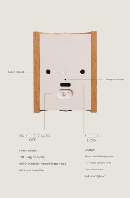 wood finish rechargeable night light top view