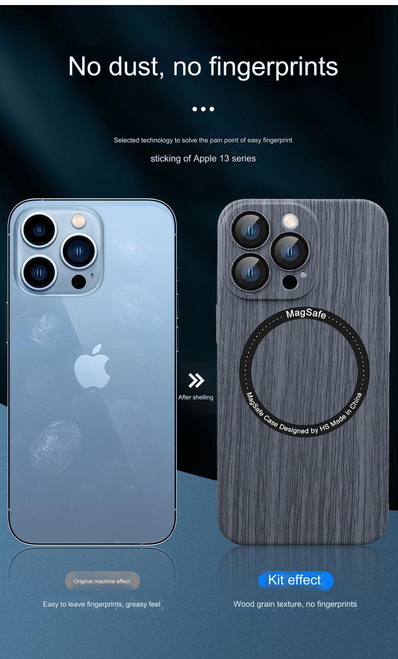 Wood Grain Magnetic iPhone Case for iPhone 15, 14, 13 & 12 - Shockproof, Anti-Fingerprint Protection