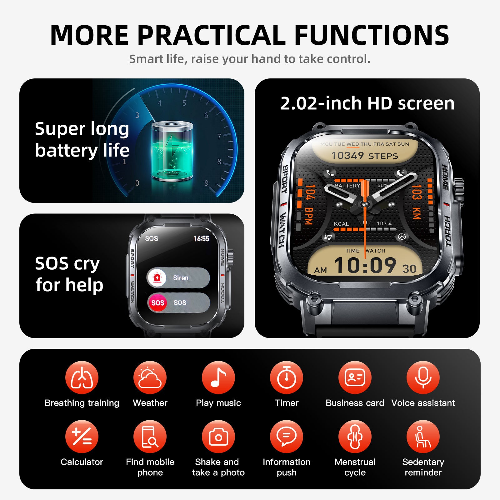 Silicone strap smart watch