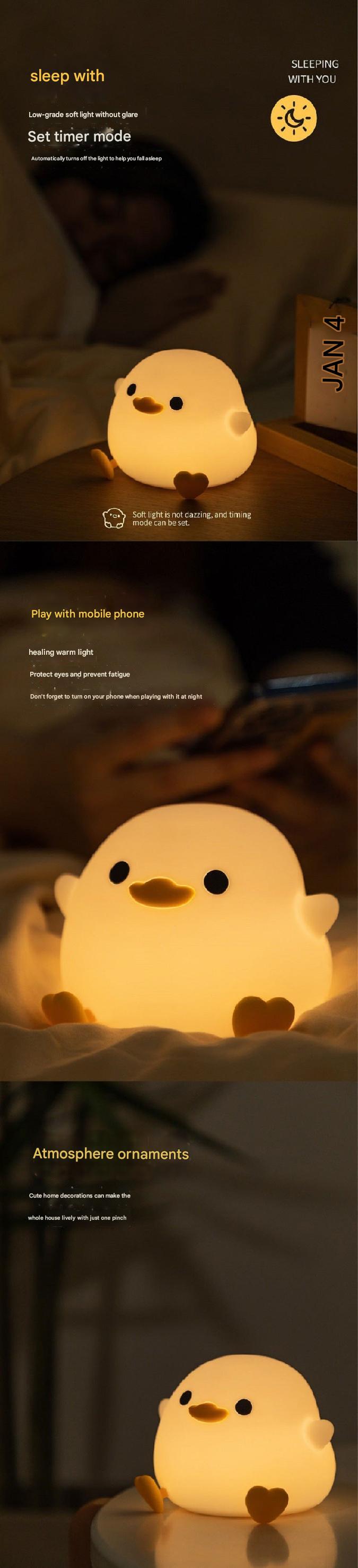 Cute cartoon duck yellow night light