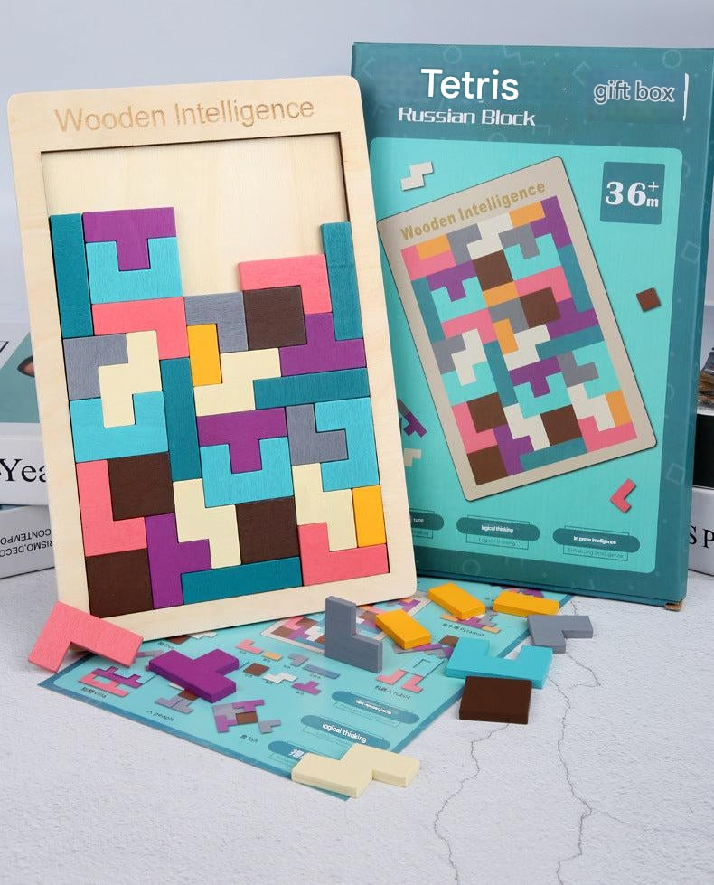 wooden tetris puzzle