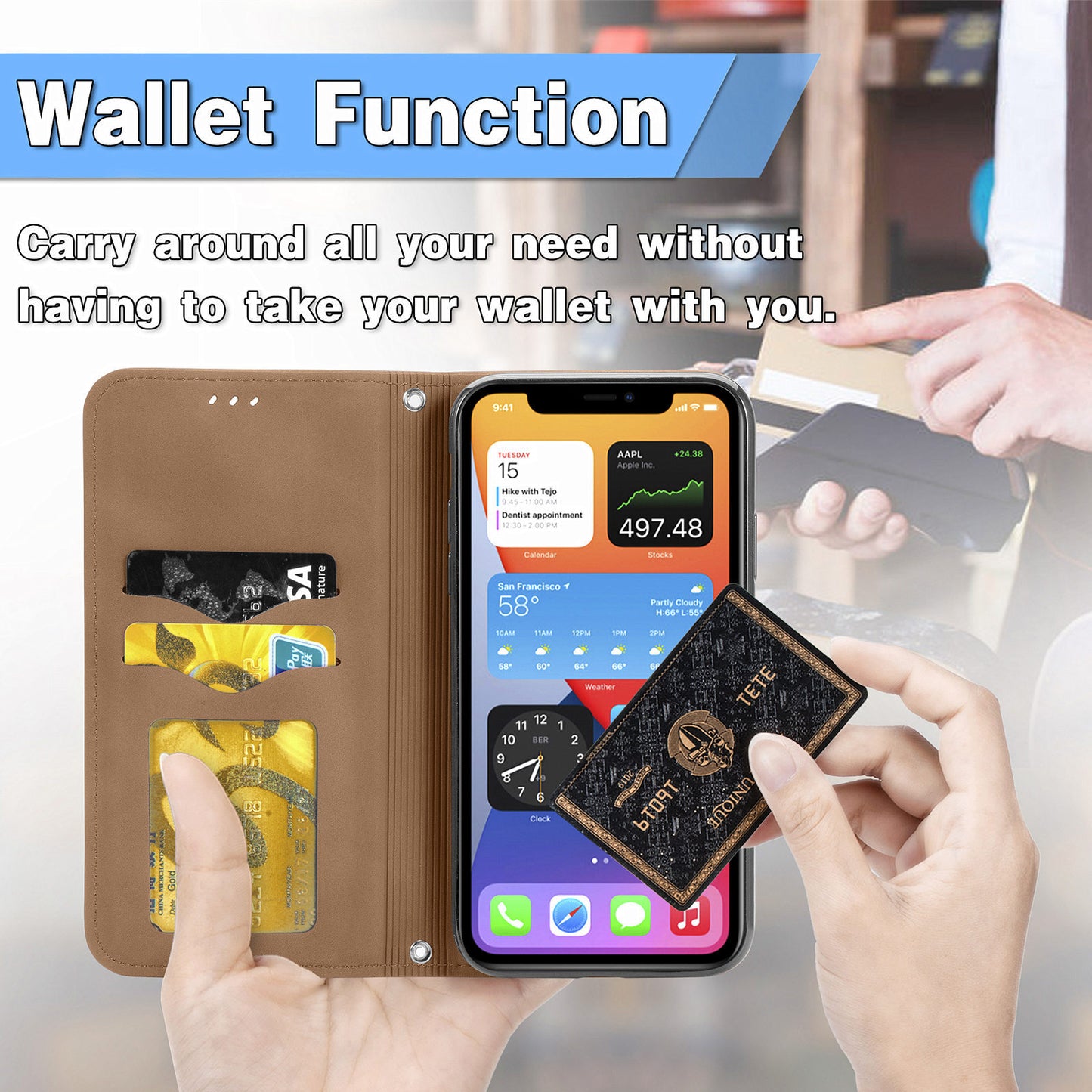 Premium Magnetic Flip Case for iPhone 16 Pro Max & Samsung S24 Ultra | Leather & TPU with Hidden Stand