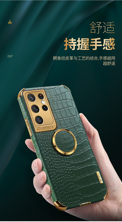 Premium Crocodile Leather Phone Case for Samsung S22 Ultra - Magnetic, Drop-Resistant & Stylish Design