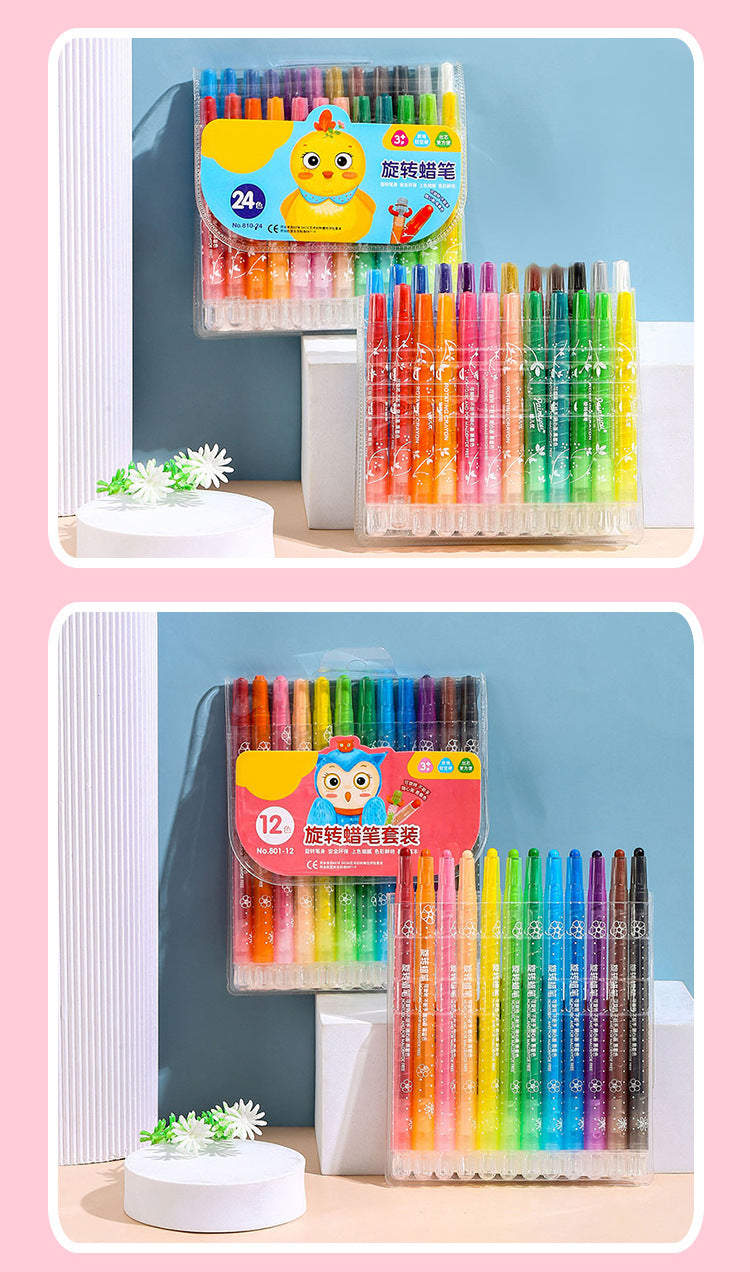 Colorful Rotating Crayon Set - Safe, Non-Toxic & Mess-Free for Kids - Ideal for Arts & Crafts Activities