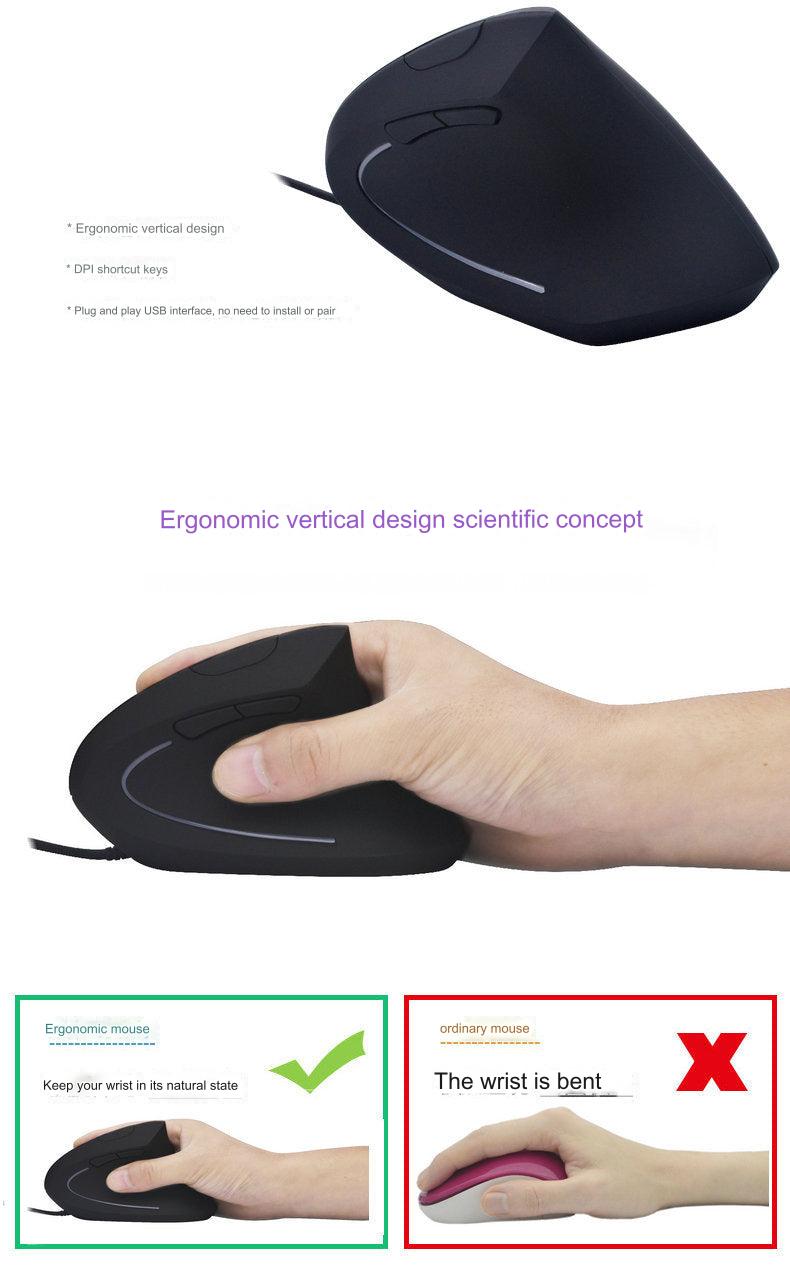 Ergonomic Wired Vertical Mouse with 3000 DPI - Perfect for Gaming & Office Use - Comfortable, Silent, and Stylish