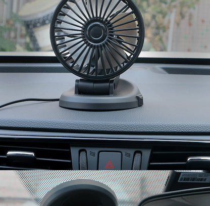 Dual head car fan in vehicle