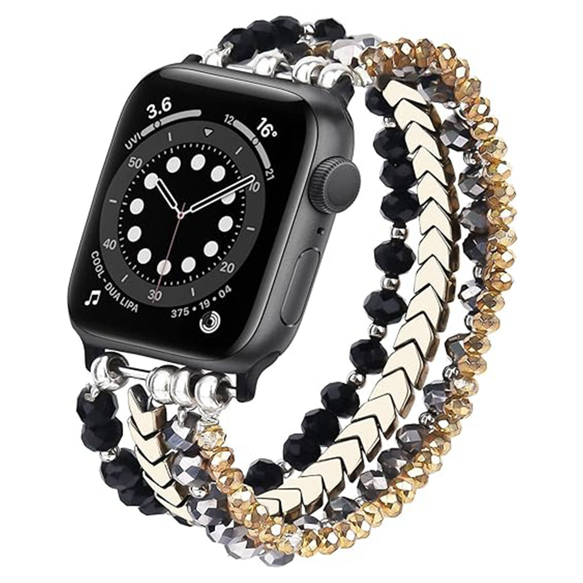 Elegant Crystal Beaded Apple Watch Band – Fashionable Stainless Steel Strap for 38mm/40mm/41mm and 42mm/44mm/45mm Models