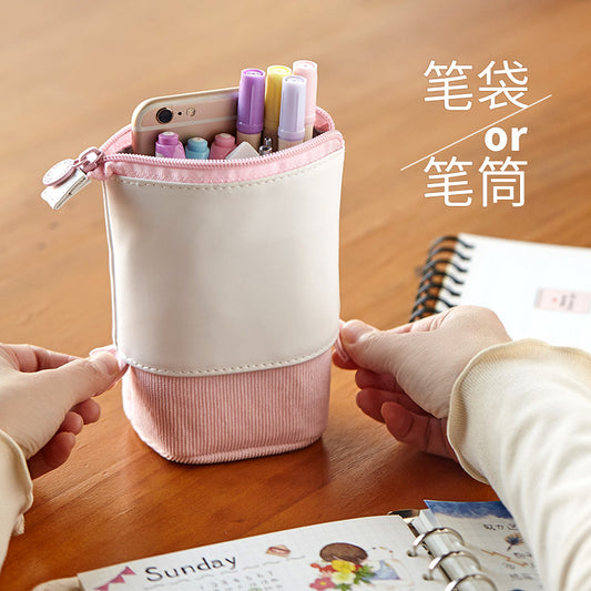 Cute green corduroy pencil case image