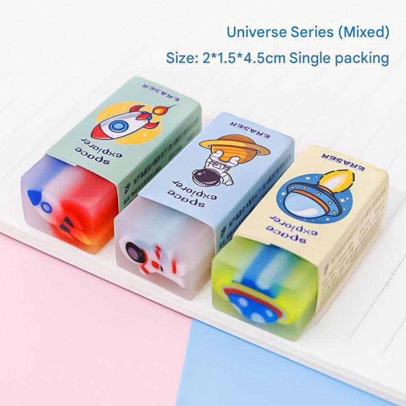 brightly colored school eraser set