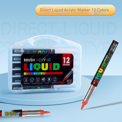 48-Color Liquid Art Markers Set - Premium Acrylic Ink for Artists and Students