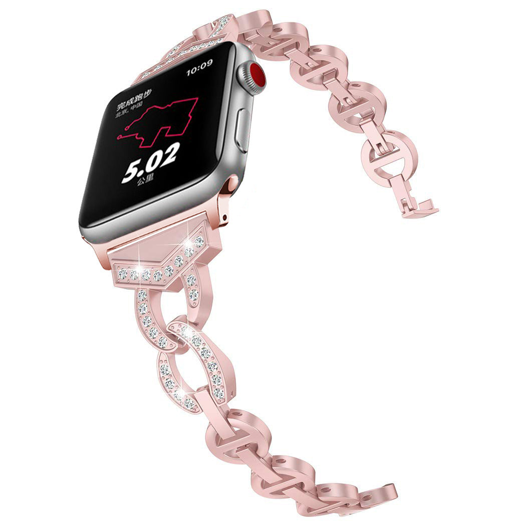 Luxurious Rhinestone Metallic Apple Watch Band - Compatible with Series 5, 6, 7, 8, SE & More