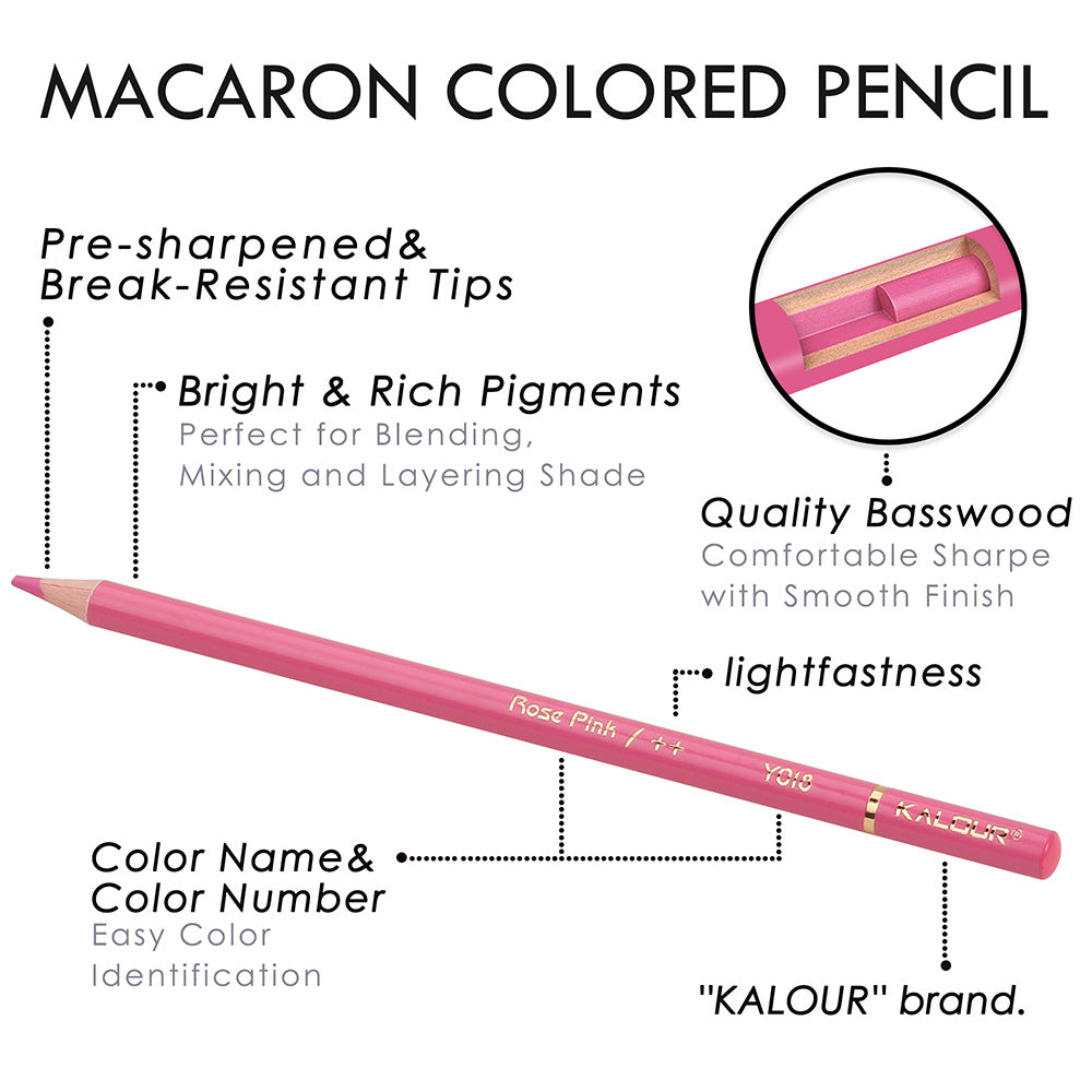 KALOUR 50-Color Macaron Art Colored Pencil Set – Premium Vibrant Drawing Tools for Artists & Kids