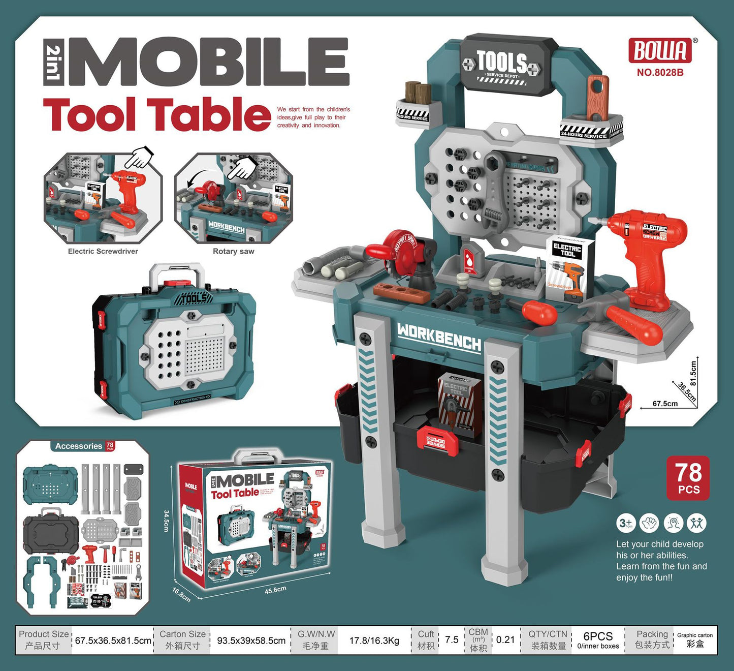 kid playing with tool set having fun