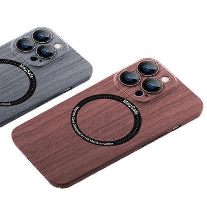 Wood Grain Magnetic iPhone Case for iPhone 15, 14, 13 & 12 - Shockproof, Anti-Fingerprint Protection