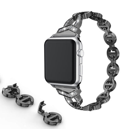 Luxurious Rhinestone Metallic Apple Watch Band - Compatible with Series 5, 6, 7, 8, SE & More