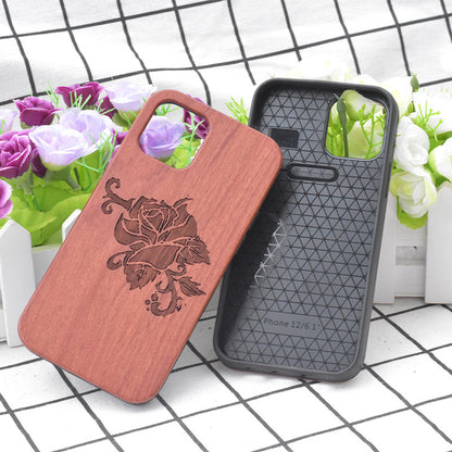 Premium Floral Wood Phone Case for iPhone & Samsung - Stylish Protection with Custom Options