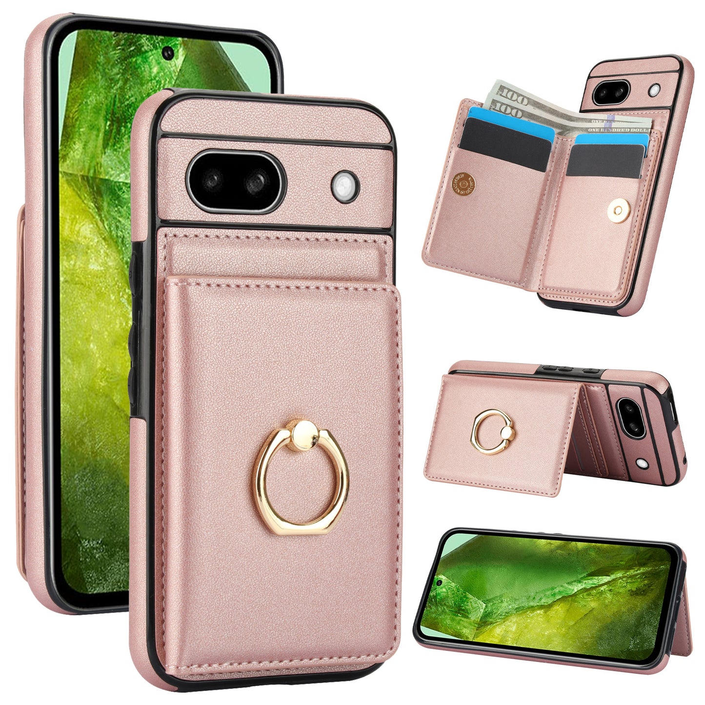 Stylish Google Pixel 9 Ring Case - Durable Wallet Stand Cover for Pixel 8 Pro, 8, 6A, 9 Pro XL - Shockproof Protection in Multiple Colors