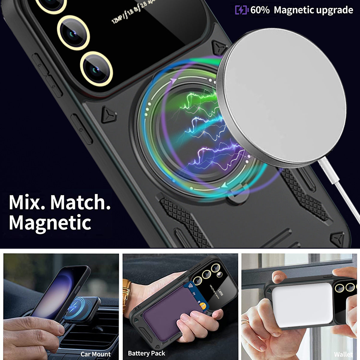 Ultra-Sleek Magnetic Phone Case with Kickstand for Samsung Galaxy S23/S24 - Stylish, Durable and Shockproof