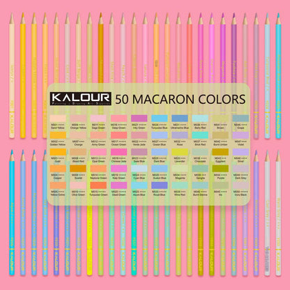 KALOUR 50-Color Macaron Art Colored Pencil Set – Premium Vibrant Drawing Tools for Artists & Kids