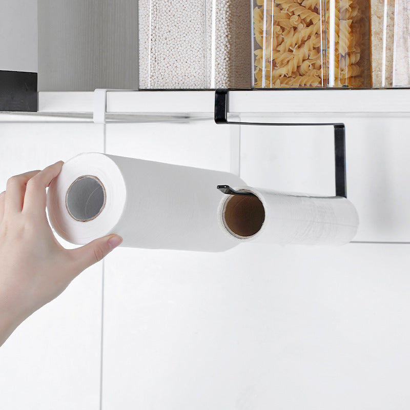 Wall-mounted kitchen paper towel holder with no-drill installation