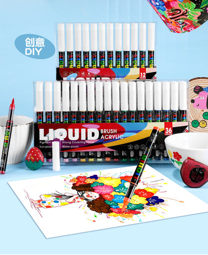 48-Color Liquid Art Markers Set - Premium Acrylic Ink for Artists and Students