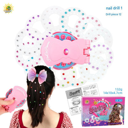 girl playing with hair gem styling kit