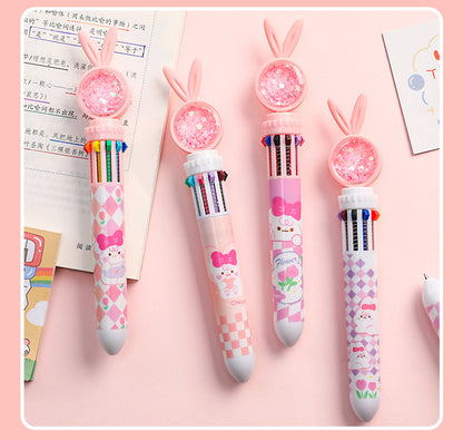 cartoon rabbit multi-color retractable pen front view