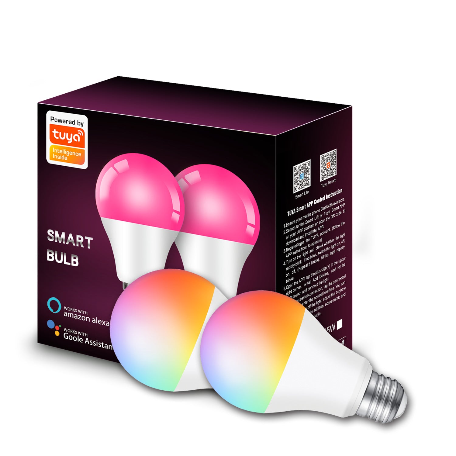 room illuminated by RGB smart bulb