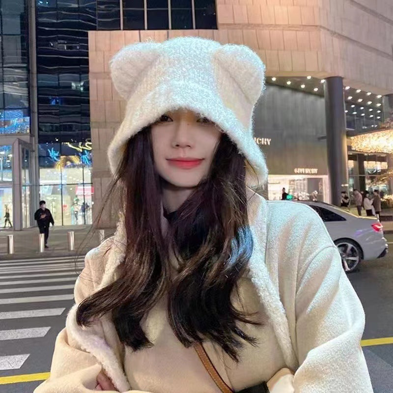 Cute bear ear plush winter hat image 1