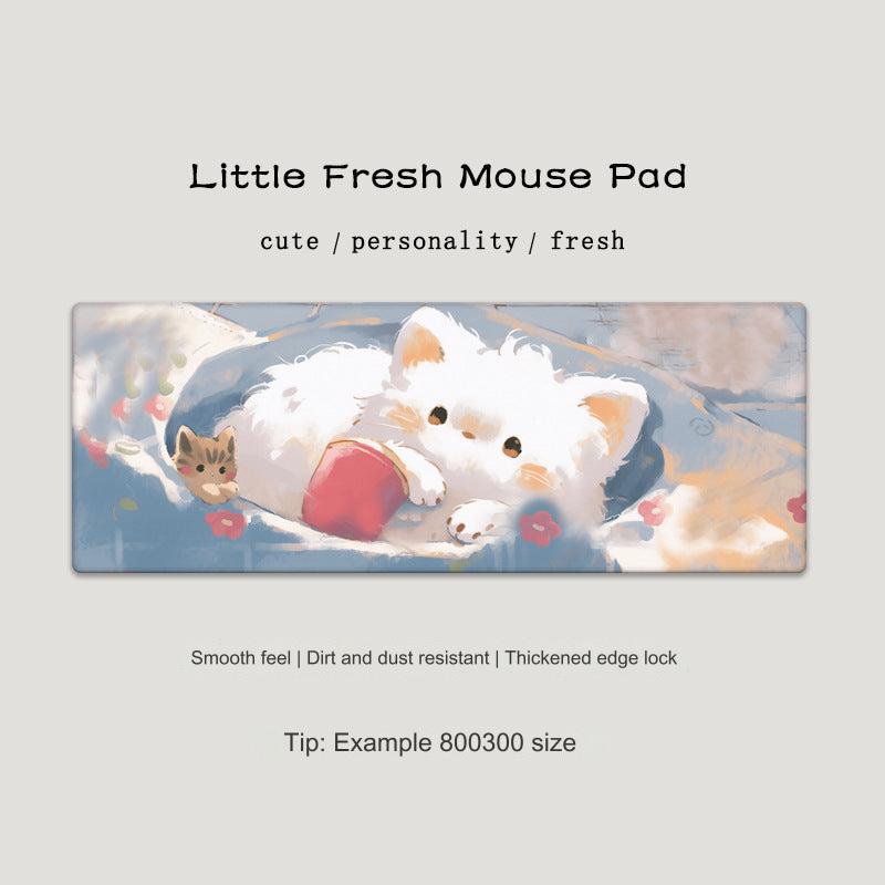 Cute Cat-Themed Non-Slip Gaming Mouse Pad - Large Desk Mat for Office and Home Use