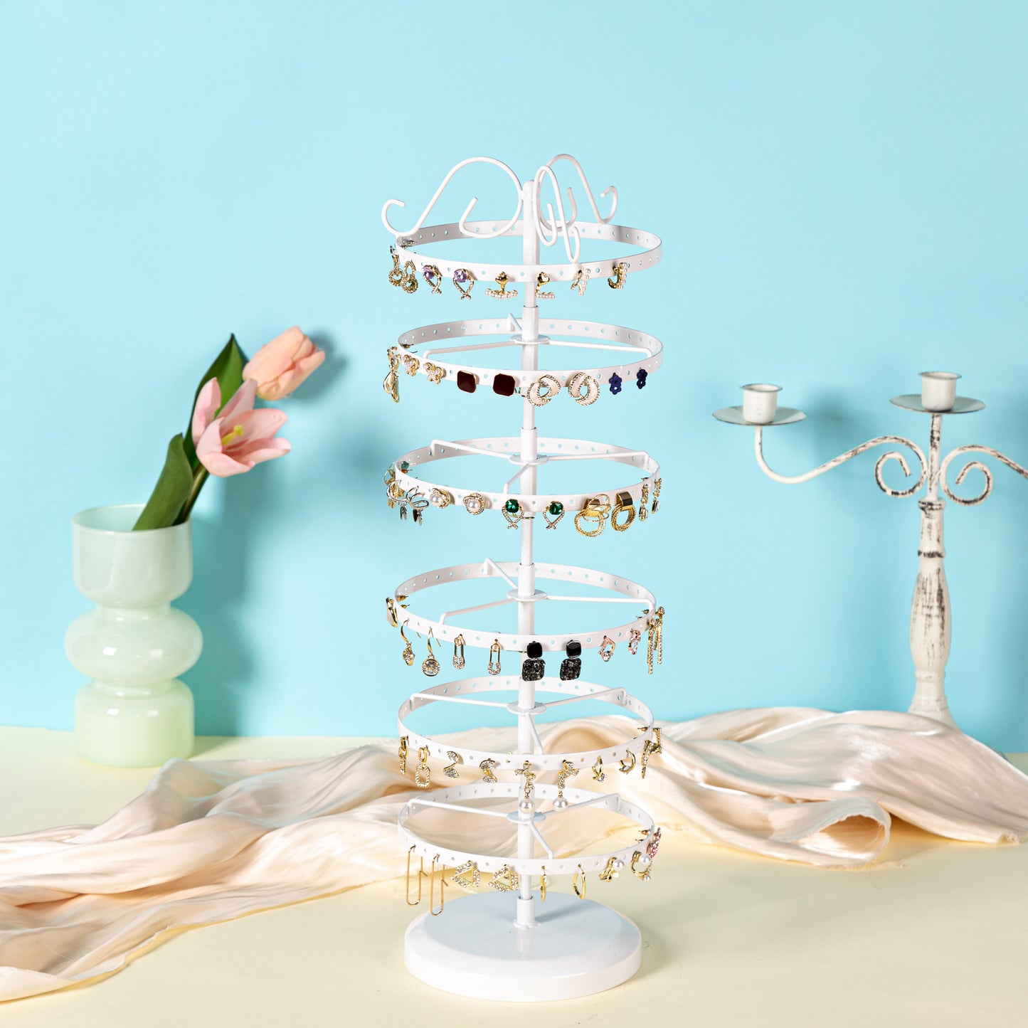 minimalist black rotating earring stand