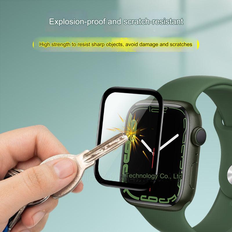 Premium 3D Curved Tempered Glass Screen Protector for Apple Watch | iWatch Series 7, 8, 9 Compatible | Full Coverage, Anti-Fingerprint