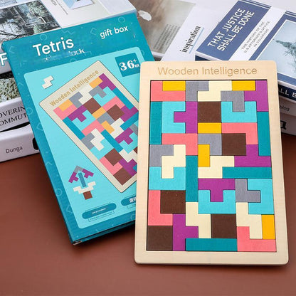 Wooden Tetris blocks