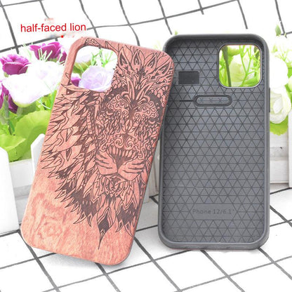 Premium Floral Wood Phone Case for iPhone & Samsung - Stylish Protection with Custom Options