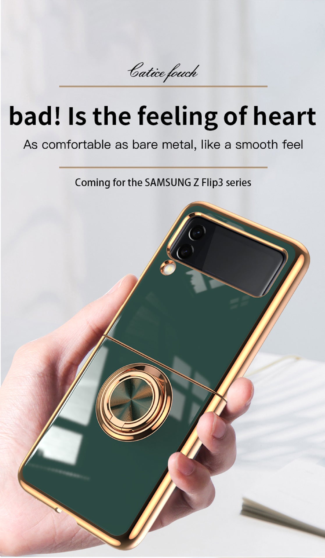 Samsung Galaxy Z Flip 6 Copper Plated Ring Stand Magnetic Phone Case - Shockproof & Fingerprint Resistant