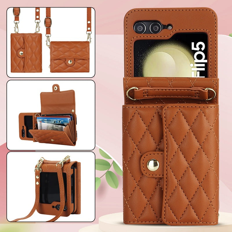 Stylish Protective Wallet Case for Samsung Z Flip Series - Multi-Color Crossbody Design